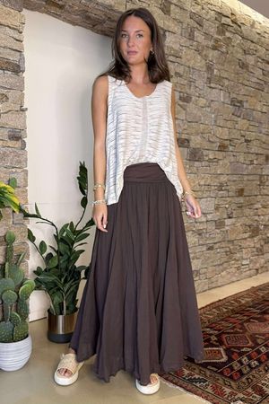 Made in Italy Songbird Bandeau Skirt Dress Chocolate